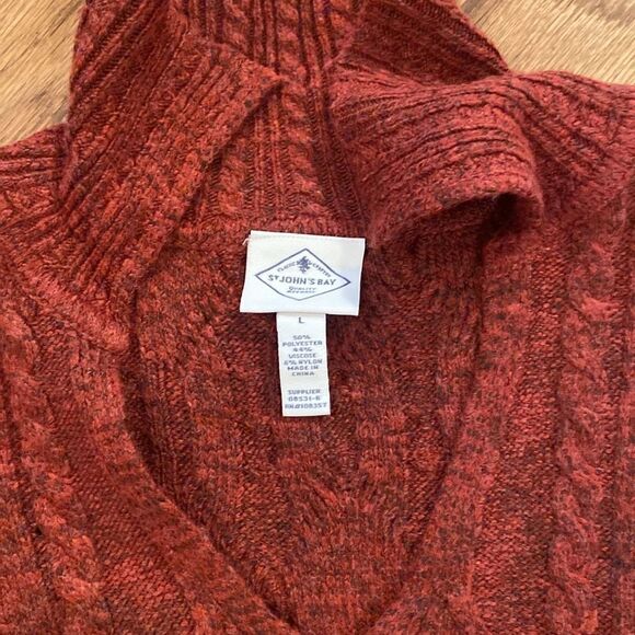 NWT St. Johns Bay size, large collared sweater, burgundy, extremely soft - Picture 2 of 10